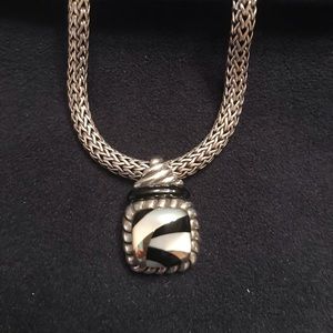 AschGrossbardt black onyx/ MOP SS 18Kt pendant